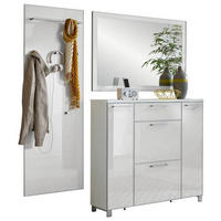 GARDEROBE 3-teilig  in 190/195/31 cm  - Weiss, Design, Glas/Holzwerkstoff (190/195/31cm)
