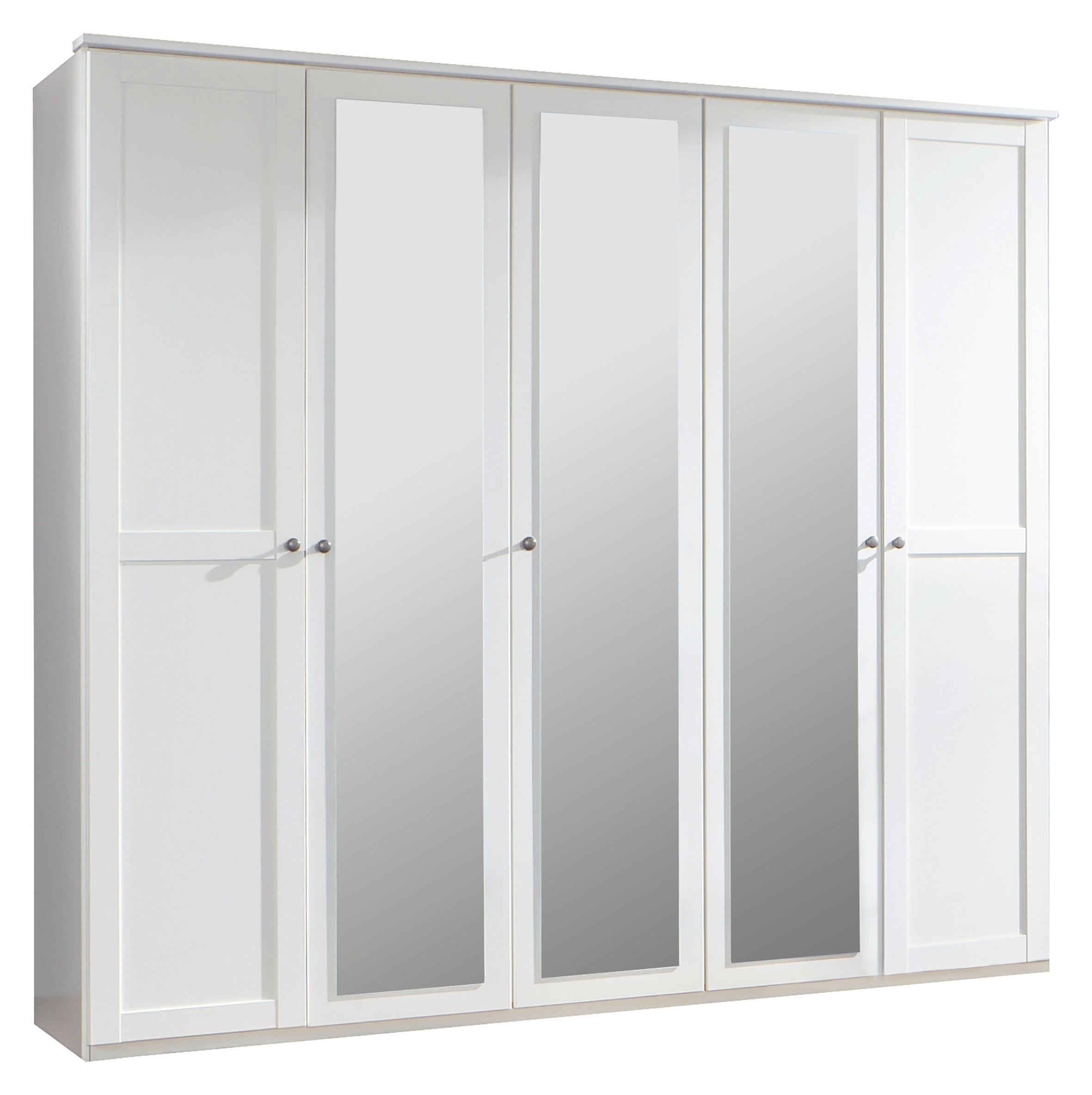 KLEIDERSCHRANK 225/210/58 cm 5-türig Weiß  - Schwarz/Weiß, KONVENTIONELL, Glas/Holzwerkstoff (225/210/58cm) - Boxxx