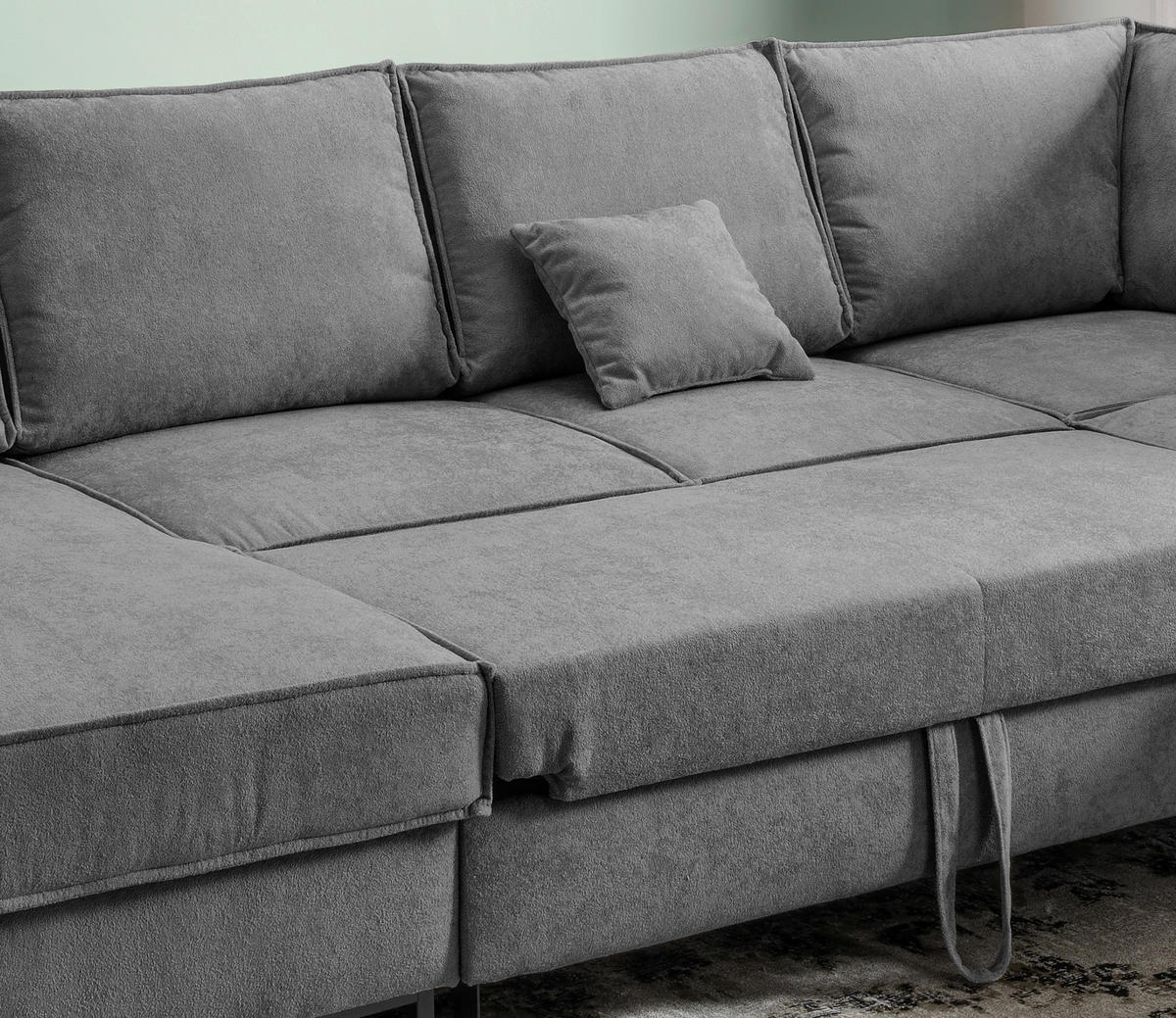 SJEDEĆA GARNITURA tekstil  antracit   - crna/antracit, Moderno, tekstil/metal (150/309/198cm) - MID.YOU