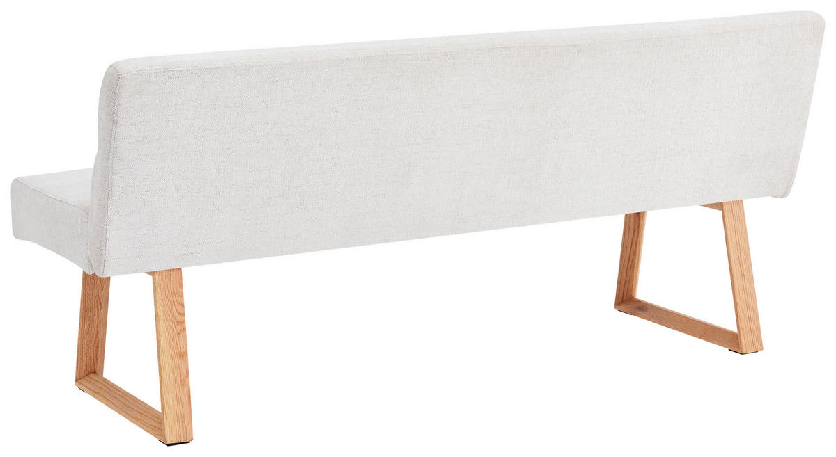 SITZBANK 180/82/61 cm Leinenoptik Eichefarben, Beige Eiche massiv  - Eichefarben/Beige, MODERN, Holz/Textil (180/82/61cm) - Livetastic