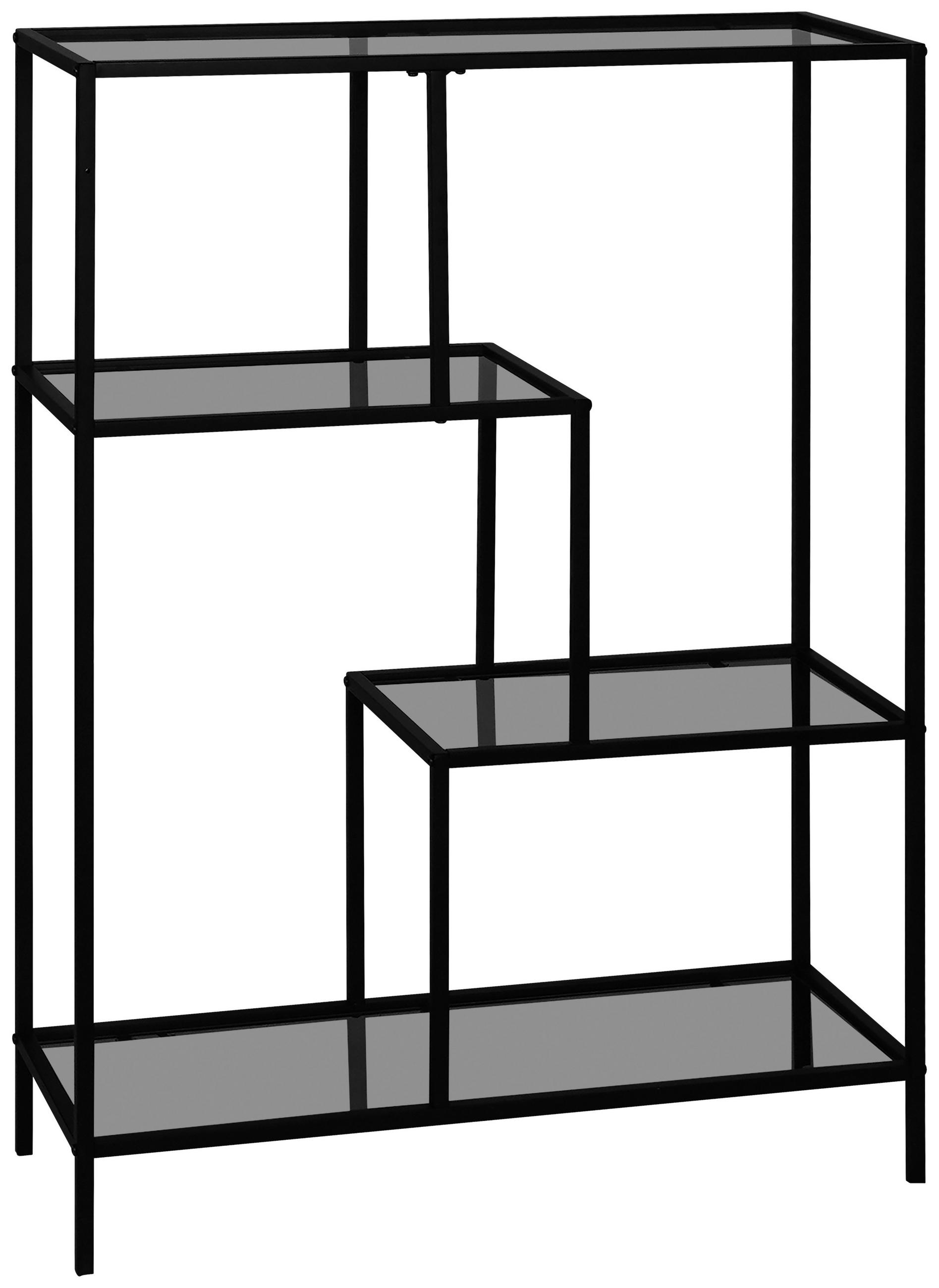 Etajeră, 80/113/30 cm, gri, negru,  - negru/gri, Basics, sticlă/metal (80/113/30cm) - Xora