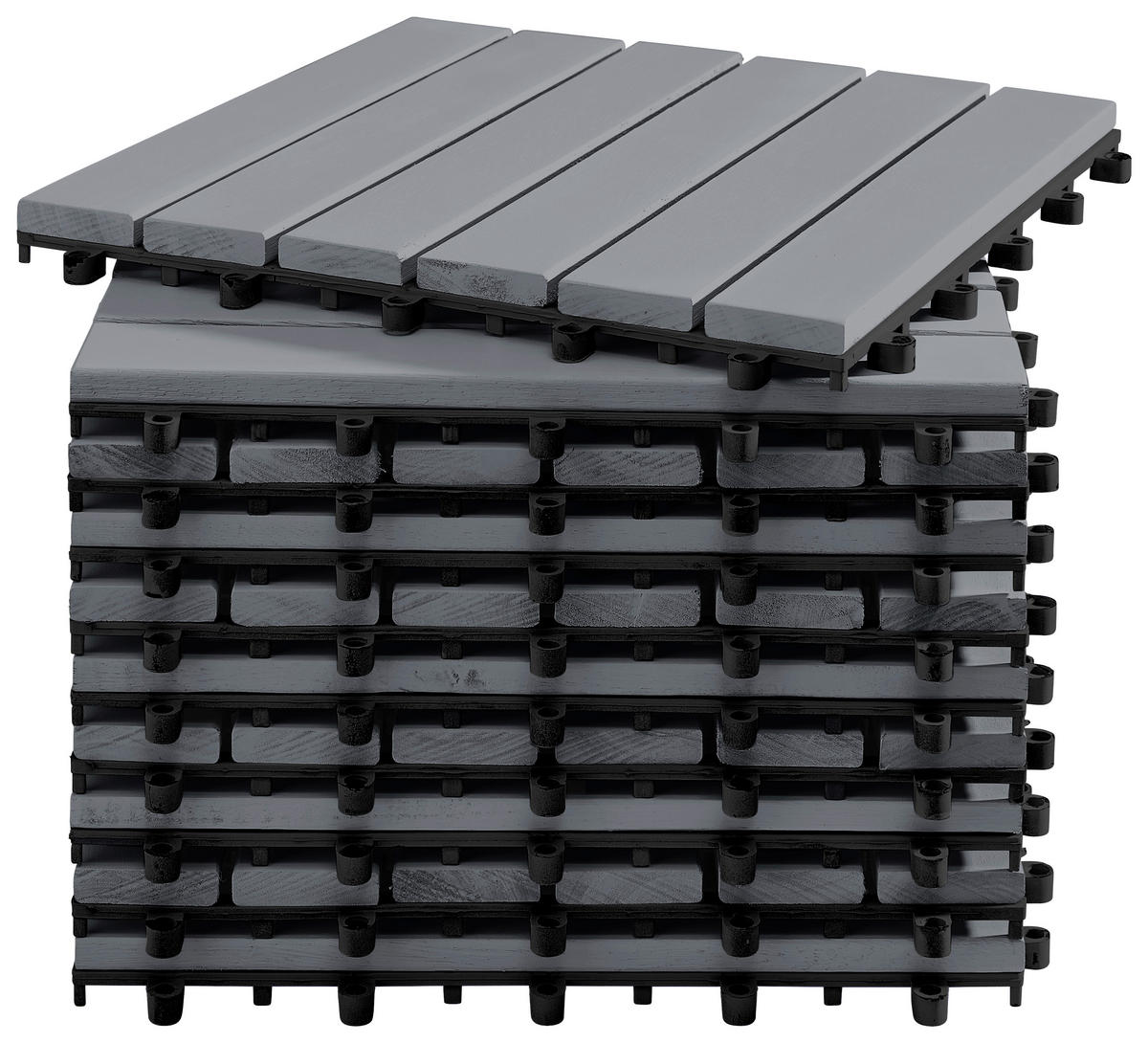 TERRASSENFLIESE - Schwarz/Grau, Modern, Holz/Kunststoff (30/30/2,4cm) - Ambia Garden