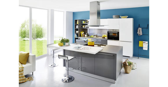 EINBAUKÜCHE - Weiß/Grau, Design, Holzwerkstoff - Dieter Knoll