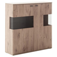 HIGHBOARD Asmara  in 119/120/37 cm  - Eichefarben/Anthrazit, Design, Glas/Holzwerkstoff (119/120/37cm) - MID.YOU