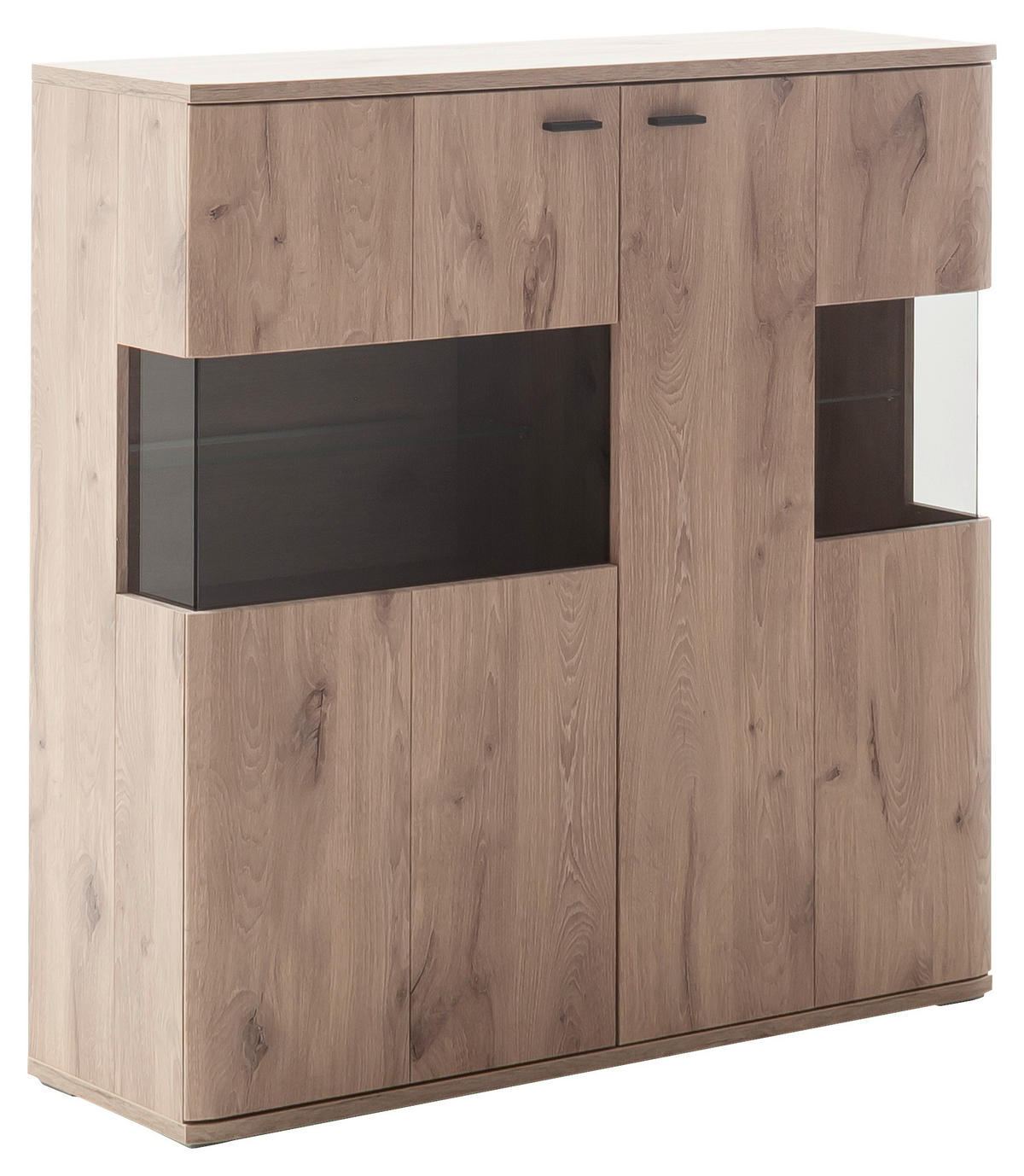 HIGHBOARD Asmara  in 119/120/37 cm  - Eichefarben/Anthrazit, Design, Glas/Holzwerkstoff (119/120/37cm) - MID.YOU