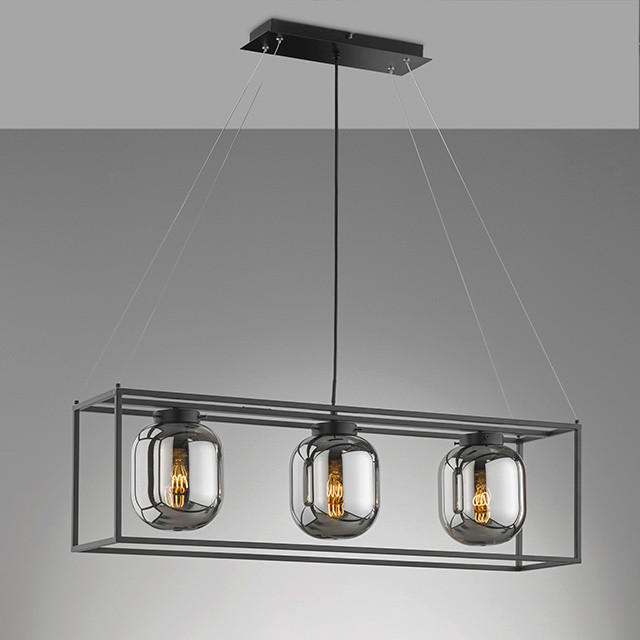 HÄNGELEUCHTE 90/160/20 cm - Schwarz, Design, Glas (90/160/20cm) - Fischer & Honsel