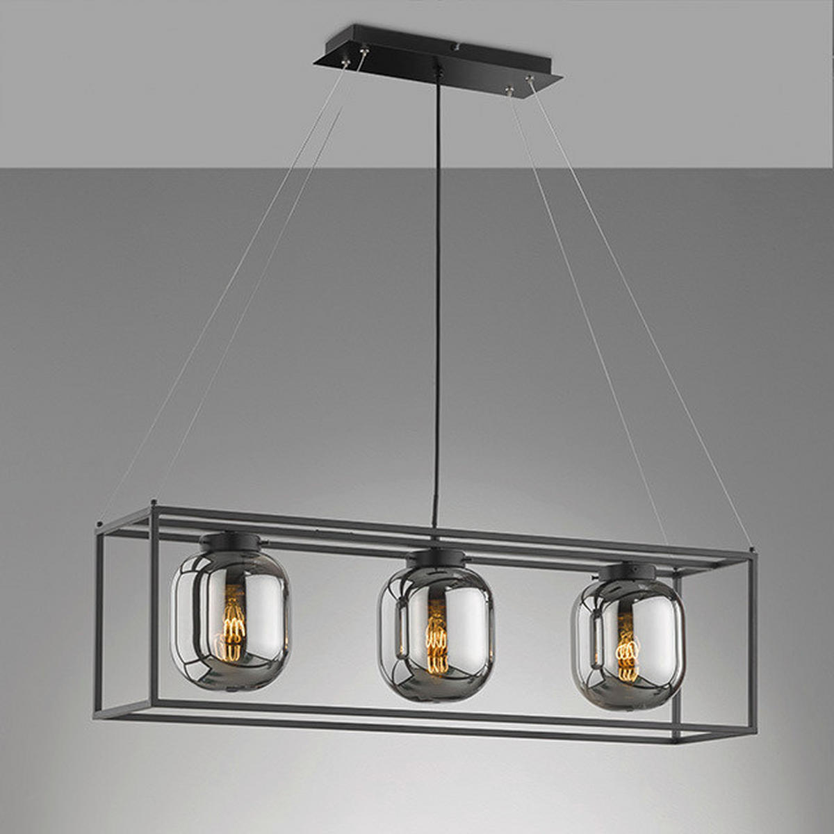 HÄNGELEUCHTE  90/160/20 cm   - Schwarz, Design, Glas (90/160/20cm) - Fischer & Honsel