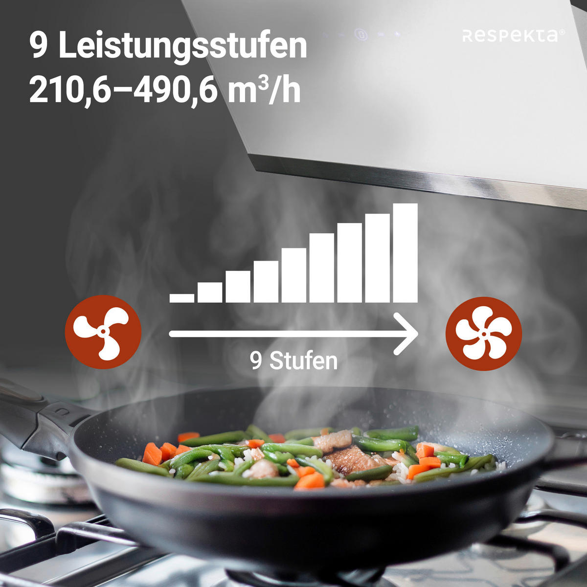 DUNSTABZUGSHAUBE CH89090W  - Weiß, Trend, Glas/Metall (89,5/74,2-109,2/38,5cm) - Respekta