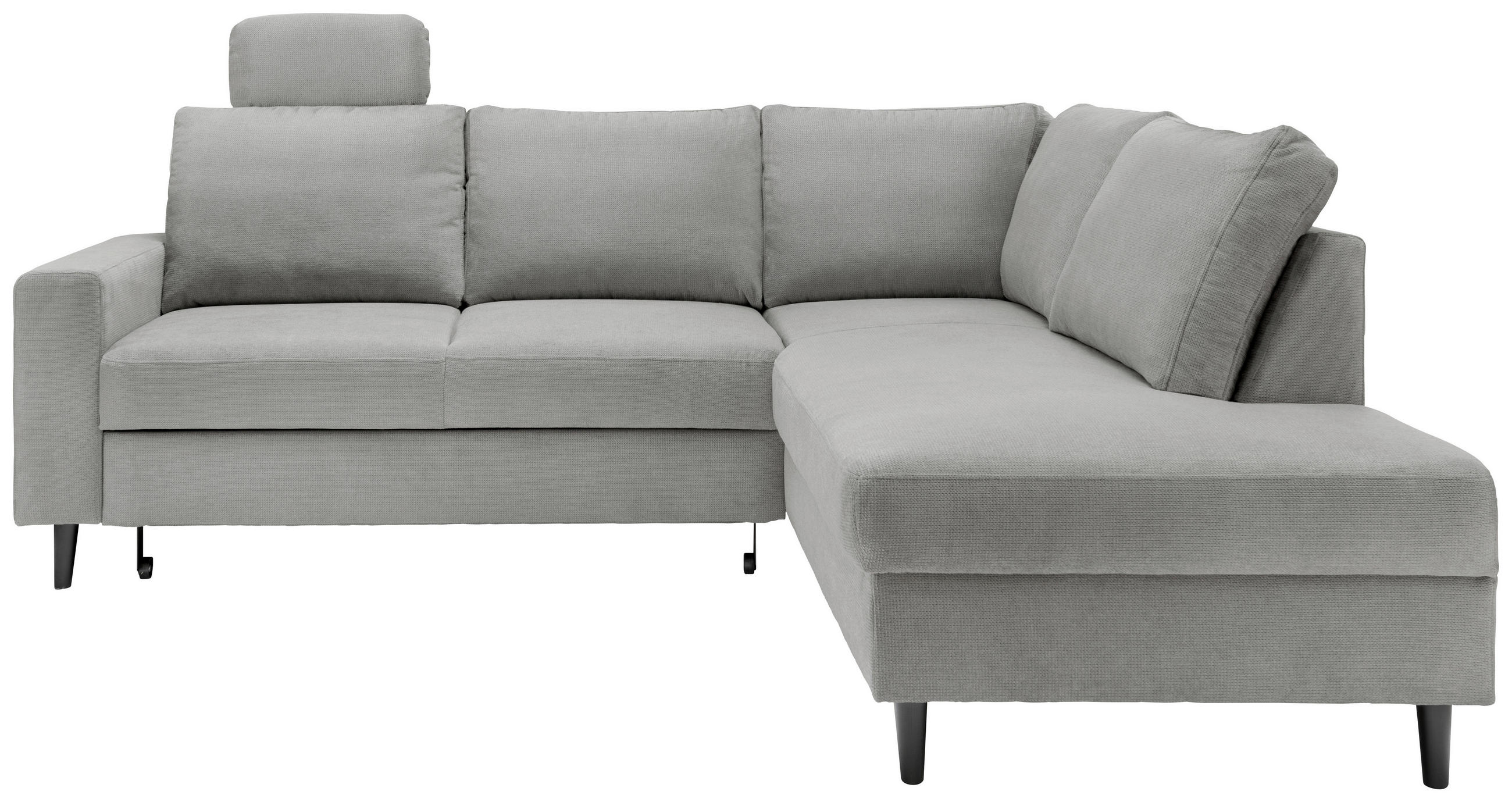 ECKSCHLAFSOFA in Chenille Grau  - Schwarz/Grau, MODERN, Holz/Textil (242/200cm) - Livetastic