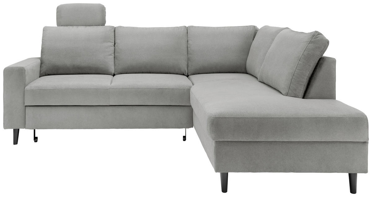 ECKSCHLAFSOFA Grau Chenille  - Schwarz/Grau, MODERN, Holz/Textil (242/200cm) - Livetastic