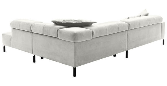 ECKSOFA Weiß Cord  - Schwarz/Weiß, KONVENTIONELL, Textil/Metall (311/219cm) - Hom`in