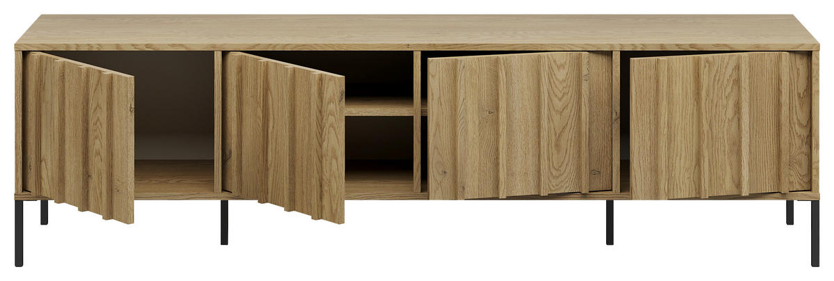 LOWBOARD  180/50/40 cm   - Eichefarben/Schwarz, Design, Holz/Metall (180/50/40cm) - MID.YOU