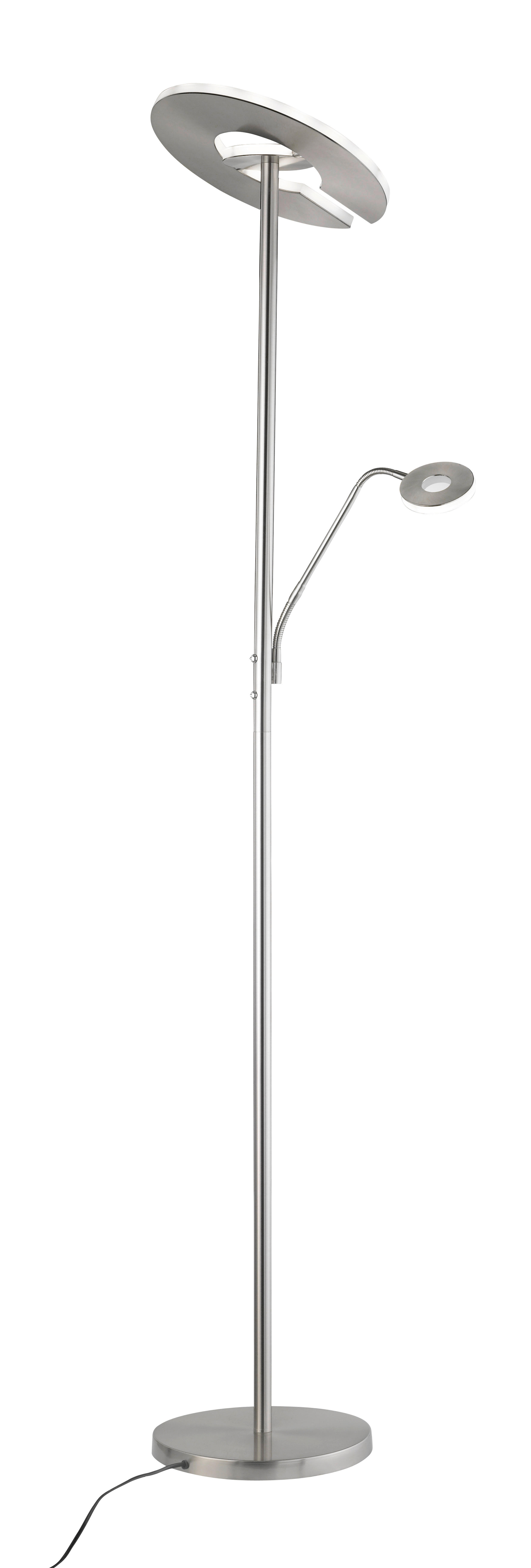 LED-STEHLEUCHTE 35/180 cm    - Weiß/Nickelfarben, Design, Metall (35/180cm) - Fischer & Honsel