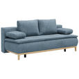 BOXSPRINGSOFA in Webstoff Blau  - Blau/Eichefarben, Design, Holz/Textil (202/78/93/100cm) - Venda