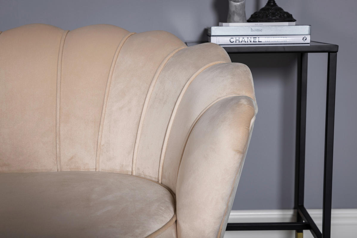 2-SITZER-SOFA Schwarz, Beige  - Beige/Schwarz, Design, Textil/Metall (180/78.5/78cm) - Livetastic