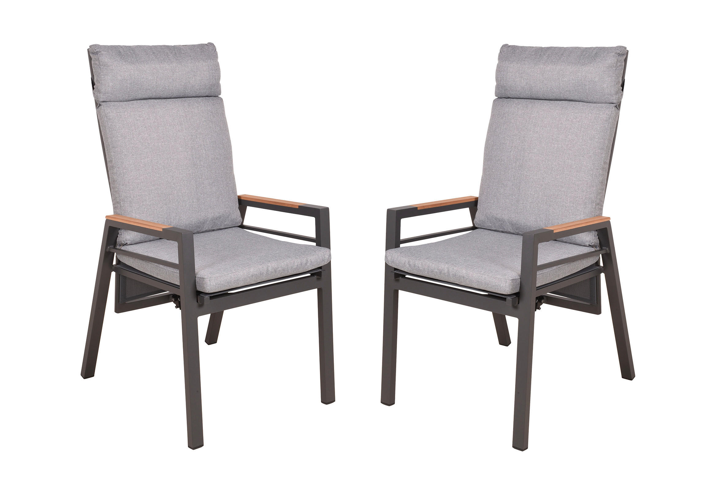GARTENSESSEL-SET in Holz, Metall, Kunststoff, Textil Anthrazit, Braun, Grau, Schwarz  - Anthrazit/Schwarz, MODERN, Holz/Kunststoff (56,5/110/65cm) - Gardenson