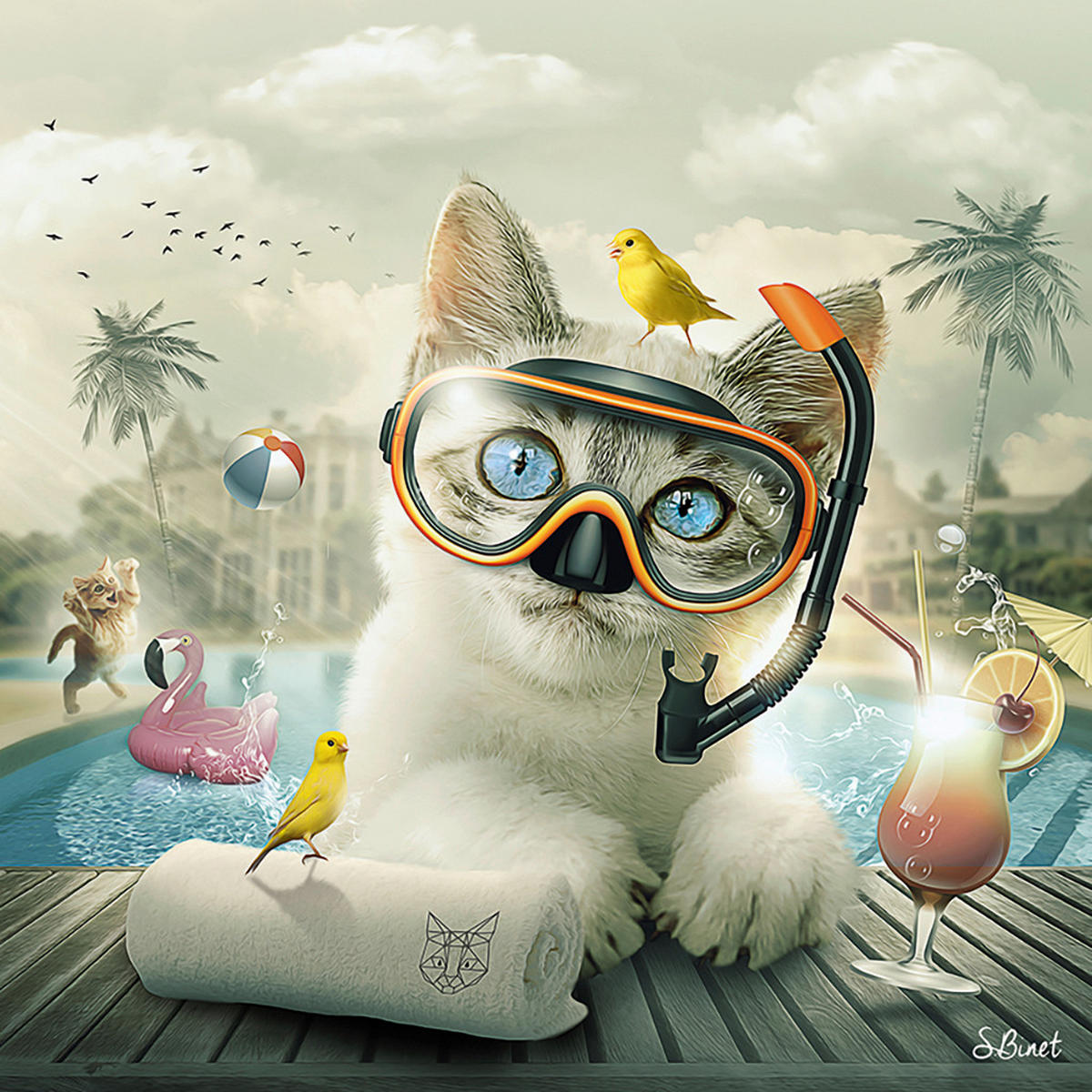 KUNSTDRUCK 14/14 cm  - Weiss/Hellgrau, Basics, Papier (14/14cm) - Monee