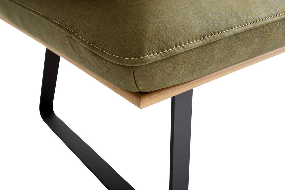 SITZBANK 220/111/92 cm Echtleder Olivgrün Metall  - Beige/Schwarz, Design, Leder/Metall (220/111/92cm) - Koinor