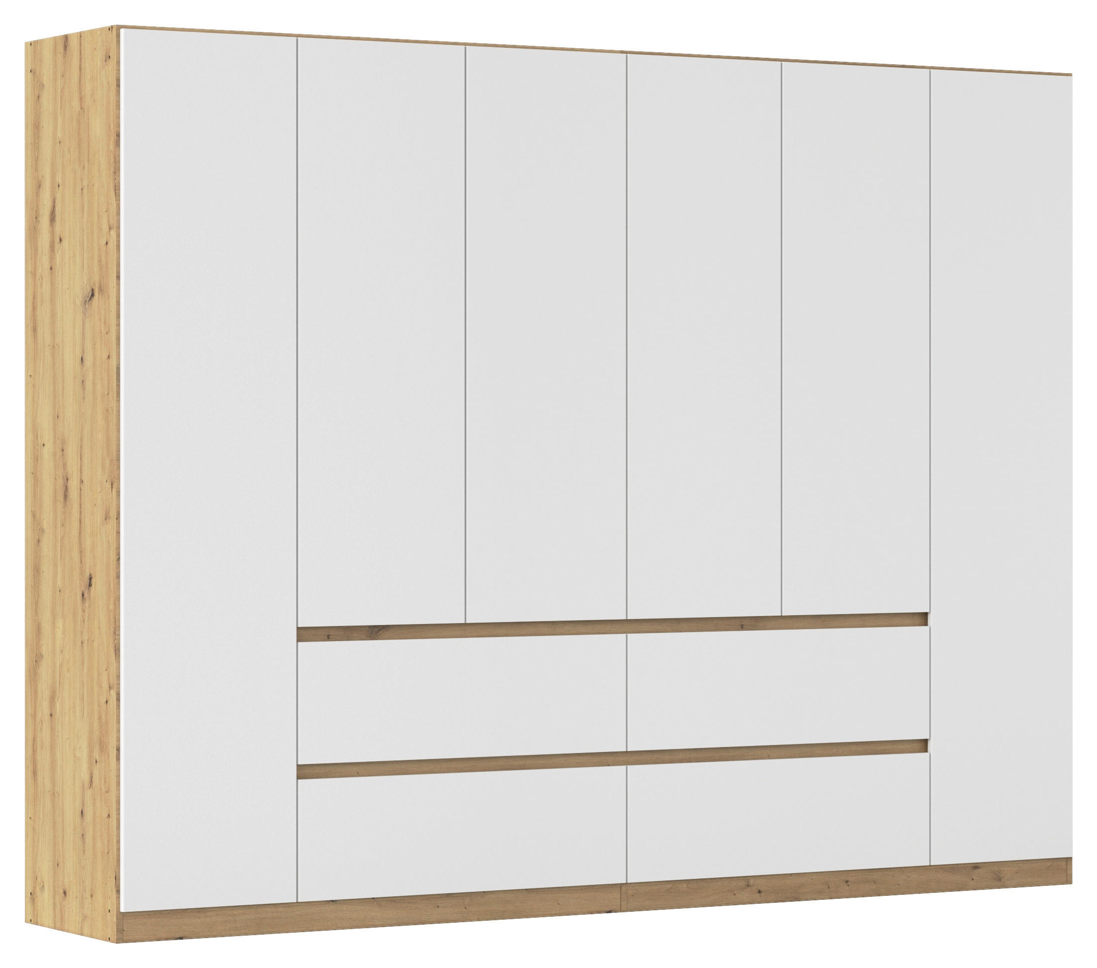 DREHTÜRENSCHRANK in Weiss, Eiche Artisan  - Weiss/Eiche Artisan, Basics, Holzwerkstoff (271/210/54cm) - Rauch Möbel