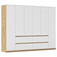 DREHTÜRENSCHRANK in Weiss, Eiche Artisan  - Weiss/Eiche Artisan, Basics, Holzwerkstoff (271/210/54cm) - Rauch Möbel