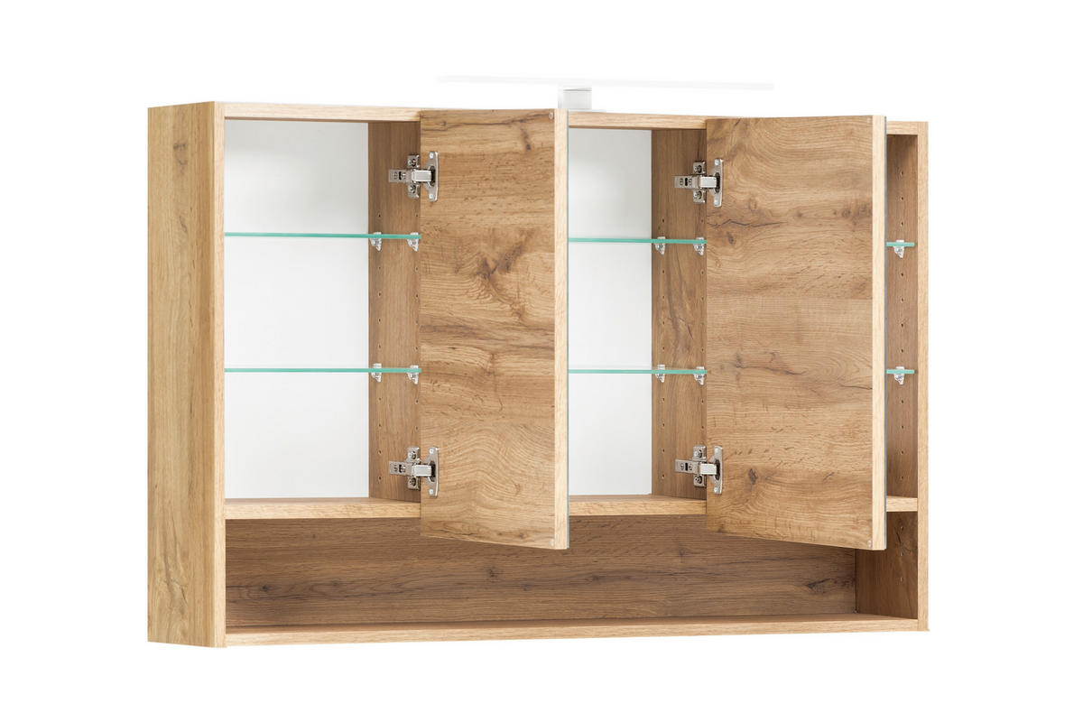 SPIEGELSCHRANK 100/64/20 cm  - Chromfarben/Eiche Wotan, Natur, Glas/Holzwerkstoff (100/64/20cm) - Xora
