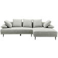 ECKSOFA in Mikrofaser Hellgrau  282/171 cm  - Hellgrau/Schwarz, Design, Textil/Metall (282/171cm) - Hom`in
