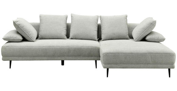 ECKSOFA in Mikrofaser Hellgrau  282/171 cm  - Hellgrau/Schwarz, Design, Textil/Metall (282/171cm) - Hom`in