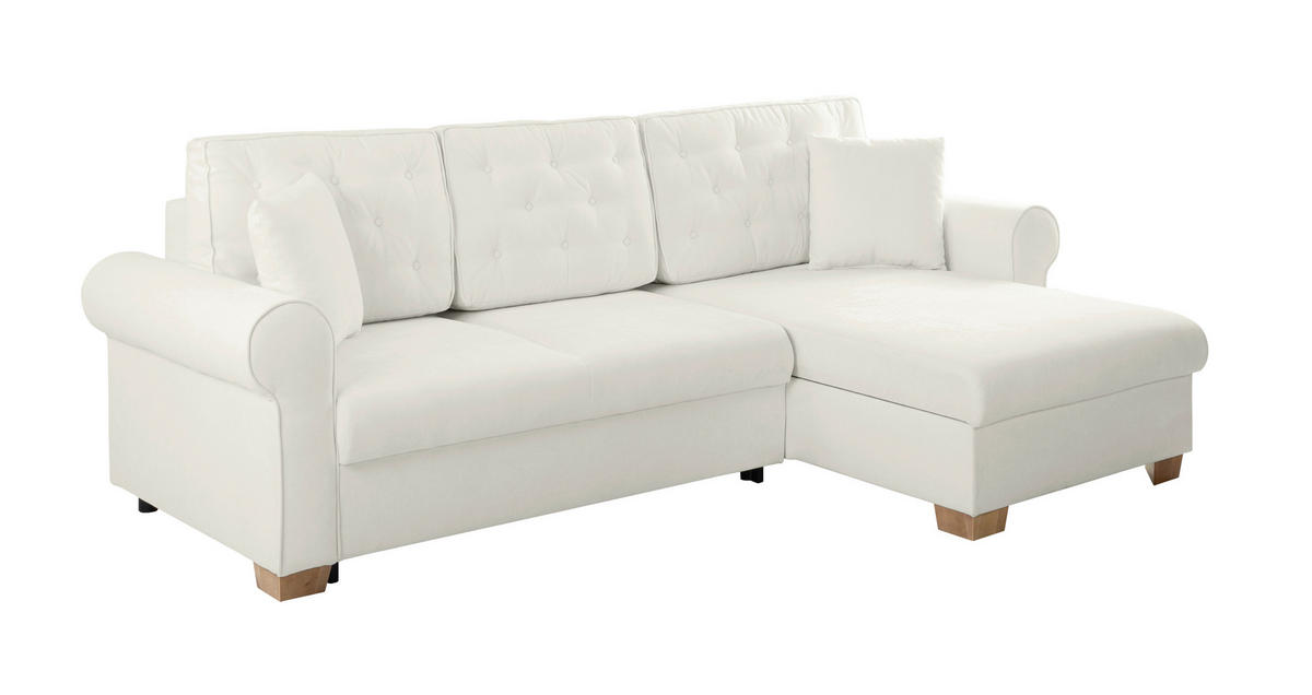 ECKSOFA in Hellgrau  - Buchefarben/Hellgrau, Design, Holz/Textil (266/161cm) - MID.YOU