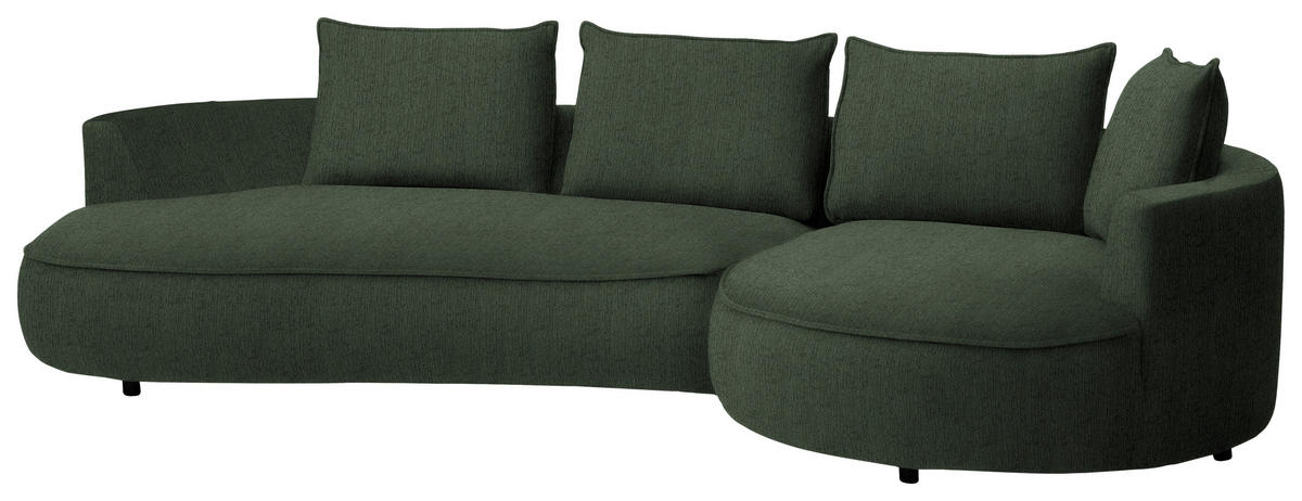 BIGSOFA in Chenille Waldgrün  - Waldgrün/Schwarz, Design, Kunststoff/Textil (322/82/154cm) - home24