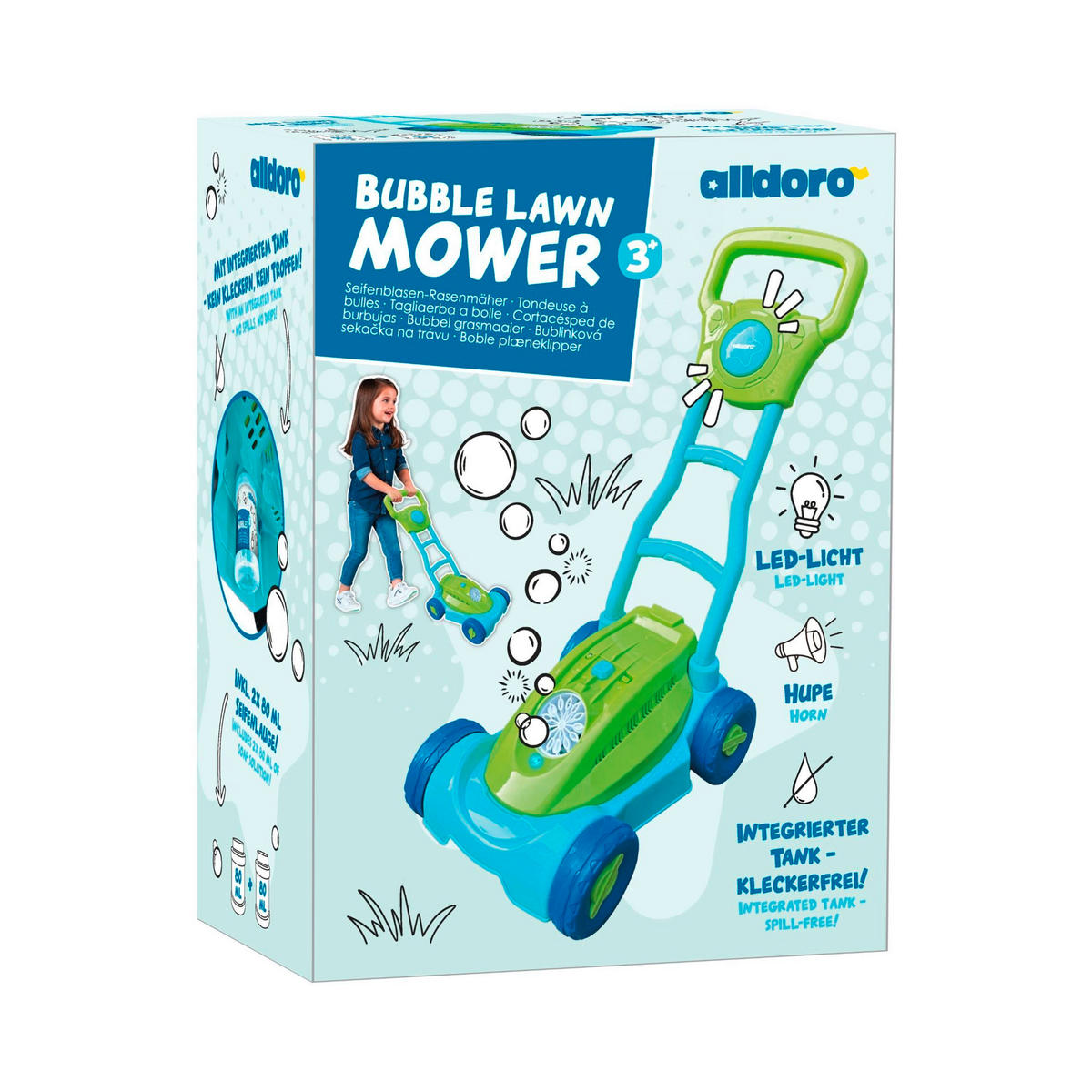SEIFENBLASEN-KINDERRASENMÄHER Seifenblasen-Rasenmäher  - Blau/Hellgrün, Basics, Kunststoff (26,5/20,5/48cm) - alldoro