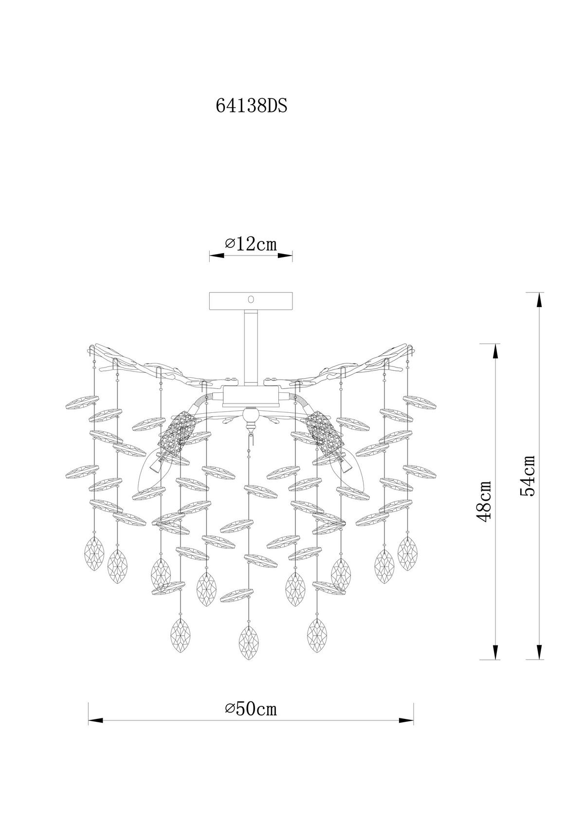 DECKENLEUCHTE Queena 50/54 cm  - Klar/Silberfarben, Design, Glas/Metall (50/54cm) - Globo