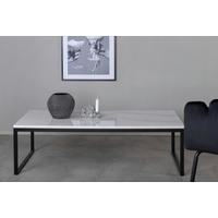 COUCHTISCH in Metall, Stein 120/60/36 cm  - Schwarz/Weiß, Design, Stein/Metall (120/60/36cm) - Livetastic