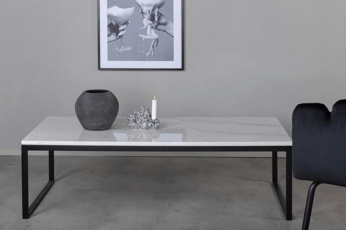 COUCHTISCH in Metall, Stein 120/60/36 cm  - Schwarz/Weiß, Design, Stein/Metall (120/60/36cm) - Livetastic