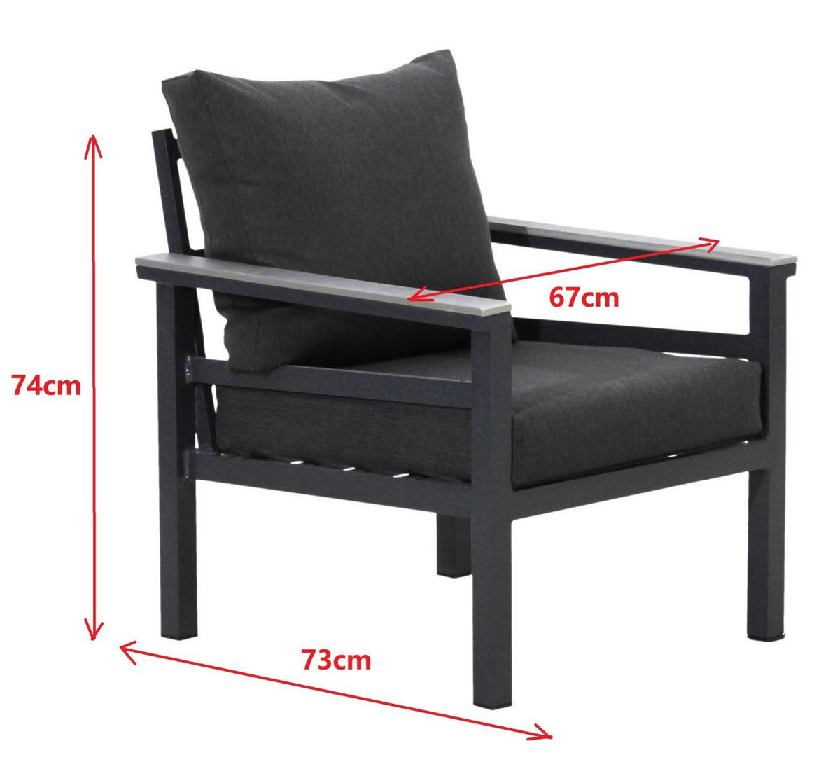 KRESLO NA TERASU, kov, plast, textil - svetlosivá/tmavosivá, Design, kov/textil (67/74/73cm) - Amatio