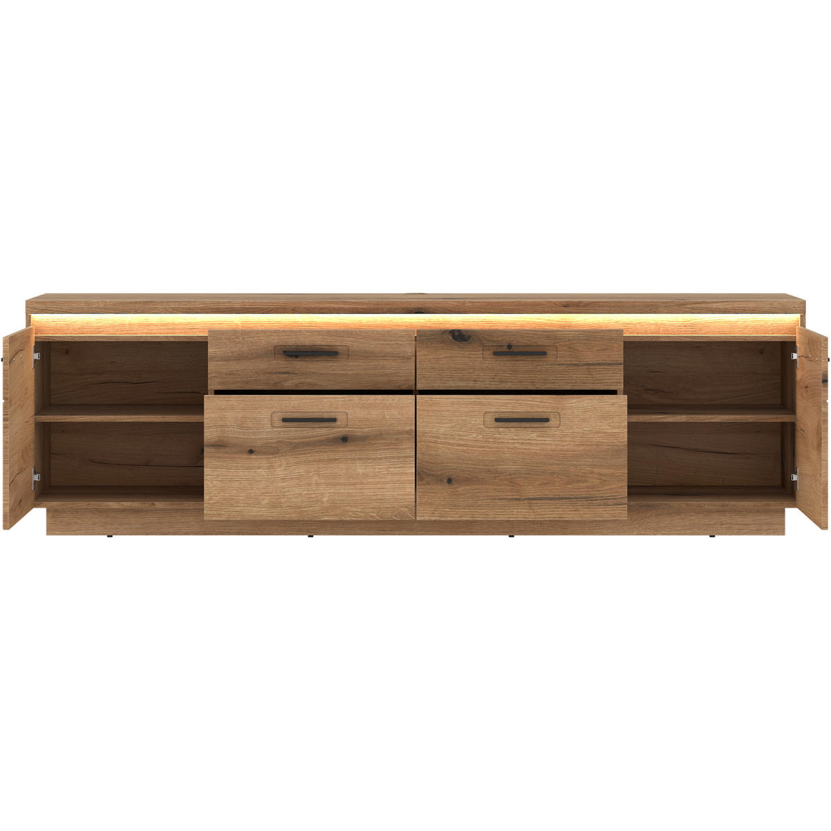 SKRINKA POD TV, farba duba, 210/64,4/44,6 cm - čierna/farba duba, Basics, kov/kompozitné drevo (210/64,4/44,6cm) - Hom`in