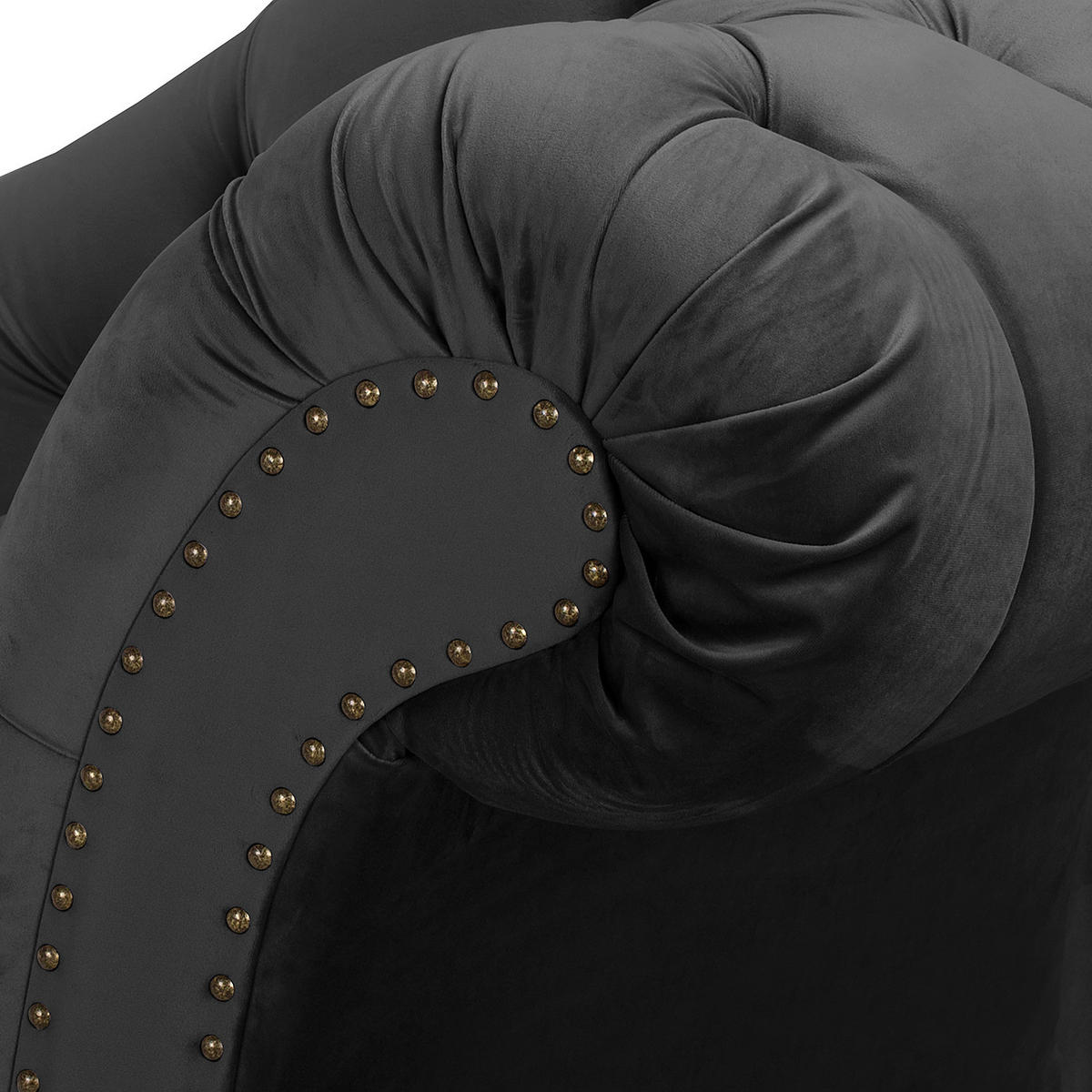 RÉCAMIERE Samt Schwarz  - Schwarz/Braun, Design, Holz/Textil (185/93/75cm) - Livetastic