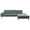 ECKSOFA in Echtleder Blaugrau  - Blaugrau/Schwarz, Design, Leder/Metall (308/195cm) - Dieter Knoll