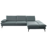 ECKSOFA in Echtleder Blaugrau  - Blaugrau/Schwarz, Design, Leder/Metall (308/195cm) - Dieter Knoll