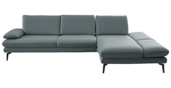 ECKSOFA in Echtleder Blaugrau  308/195 cm  - Blaugrau/Schwarz, Design, Leder/Metall (308/195cm) - Dieter Knoll