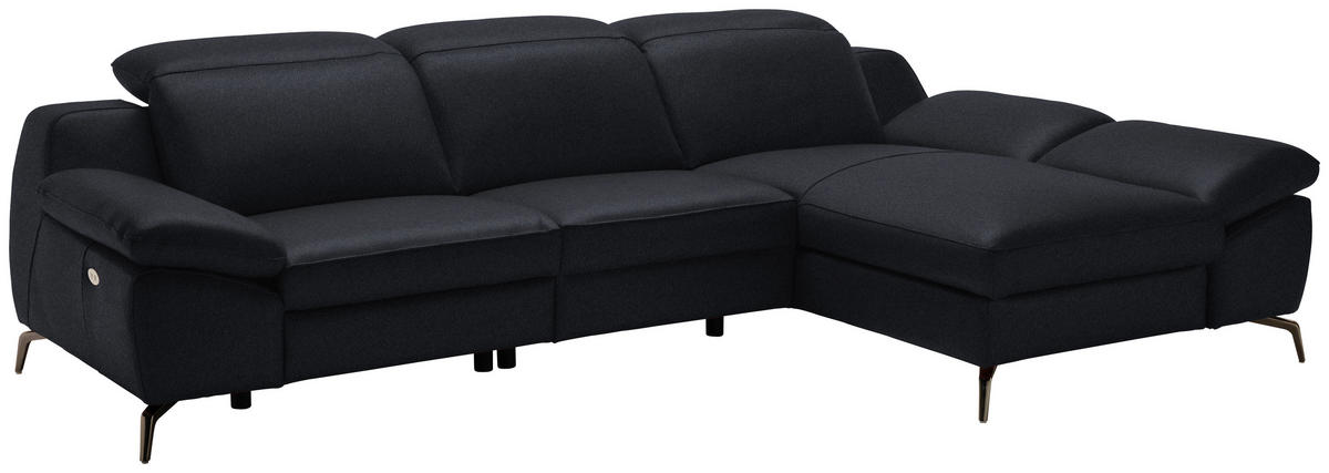 ECKSOFA in Echtleder Schwarz  286/183 cm  - Schwarz, Design, Leder/Metall (286/183cm) - Celina Home