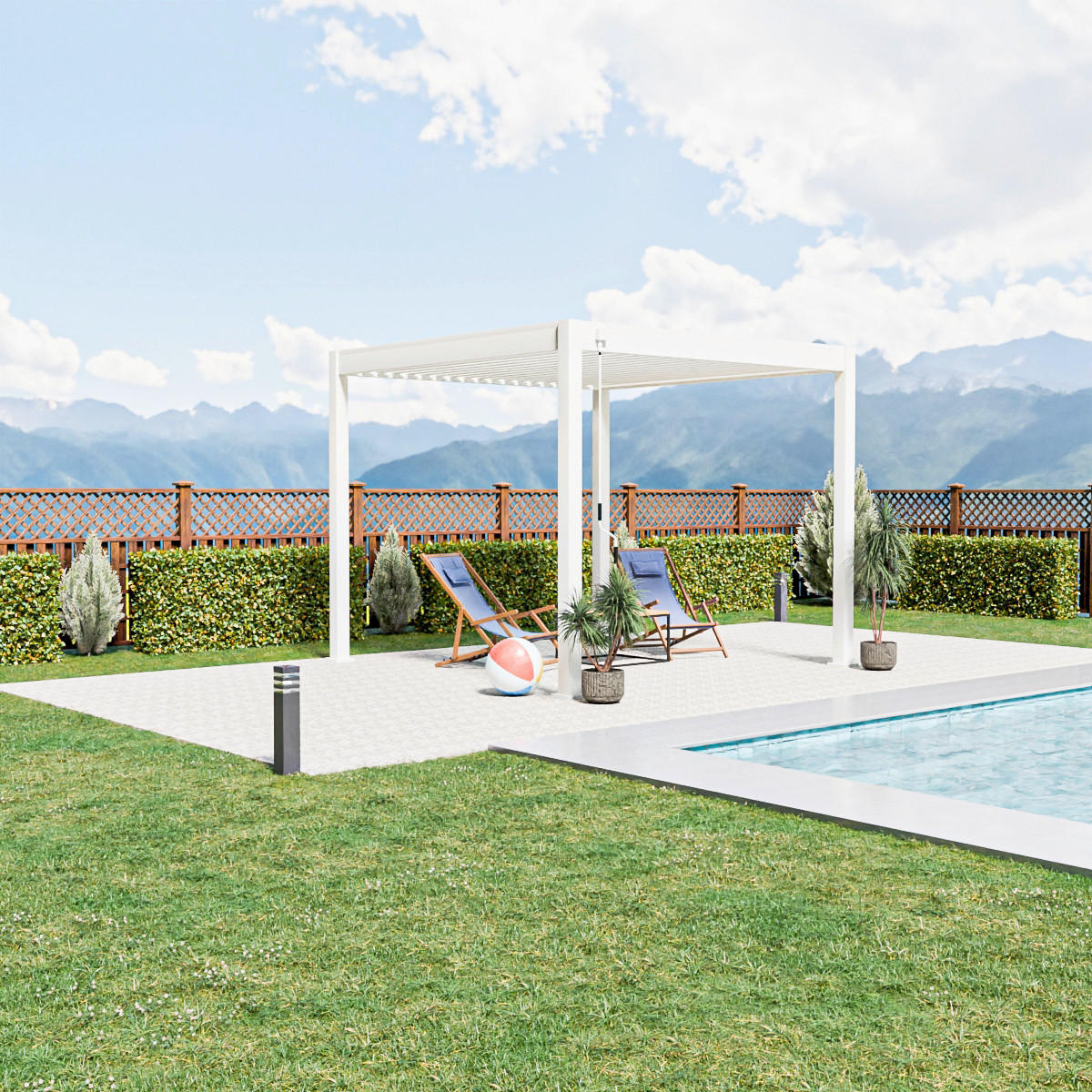 PERGOLA 300/255/300 cm   - Weiß Hochglanz, Basics, Metall (300/255/300cm) - Gardenson