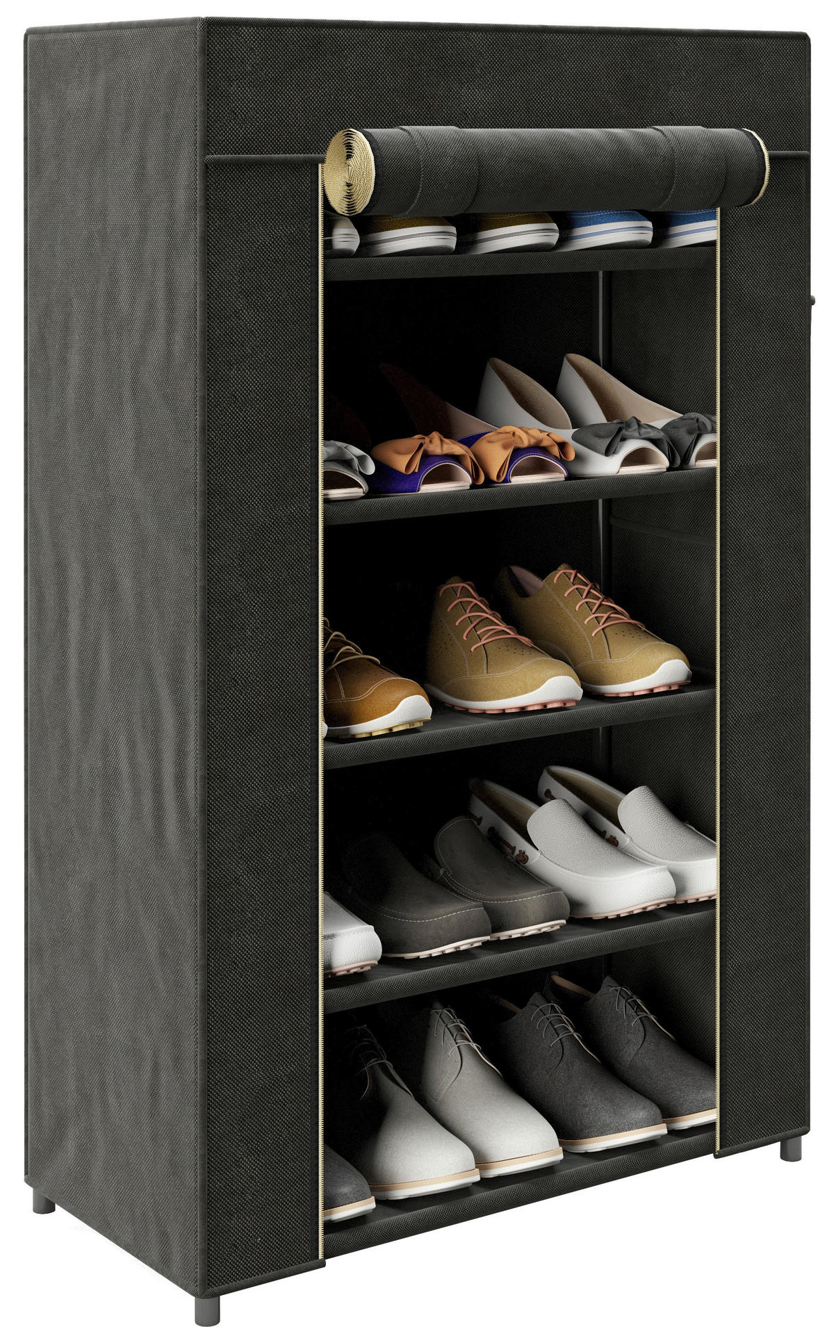 SCHUHSCHRANK PLAYBOY  in 58/90/28 cm  - Schwarz, Basics, Kunststoff/Textil (58/90/28cm) - Playboy