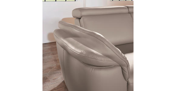 ECKSOFA in Echtleder Fango  271/239 cm  - Fango/Alufarben, Design, Leder/Metall (271/239cm) - Cantus