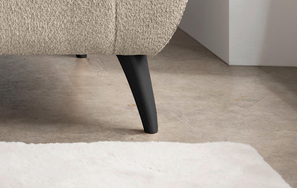 3-SITZER-SOFA in Bouclé Beige  - Beige/Schwarz, Modern, Holz/Textil (208/83/88cm) - MID.YOU