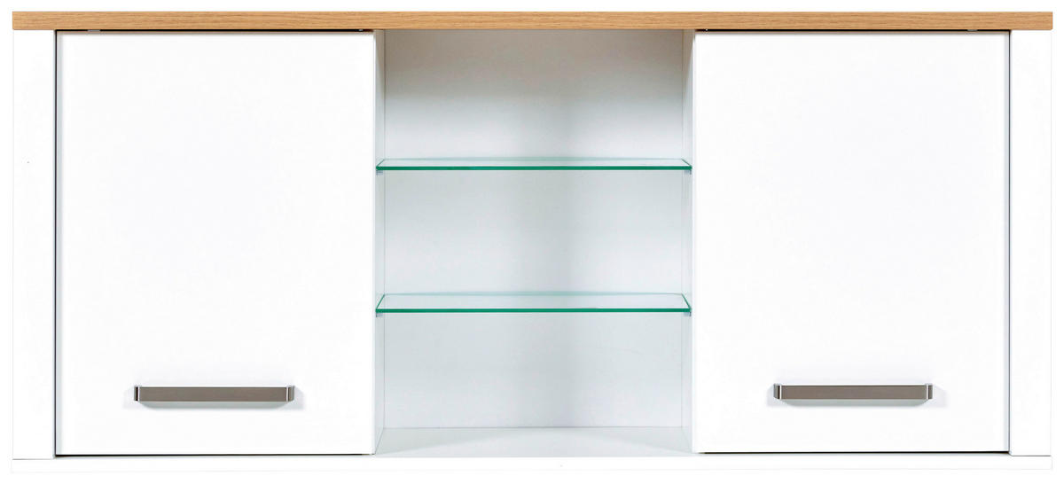 KÜCHENOBERSCHRANK 130/57/33 cm  in Weiß, Eiche Artisan  - Silberfarben/Weiß, MODERN, Glas/Holzwerkstoff (130/57/33cm) - home24