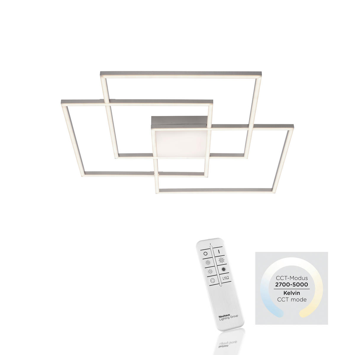 LED-DECKENLEUCHTE 75/75/6 cm   - Silberfarben, Design, Kunststoff/Metall (75/75/6cm)