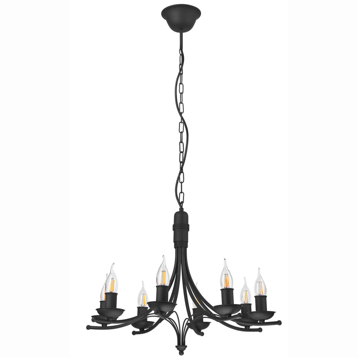 PENDELLEUCHTE 58/100 cm  - Schwarz Hochglanz, KONVENTIONELL, Metall (58/100cm)