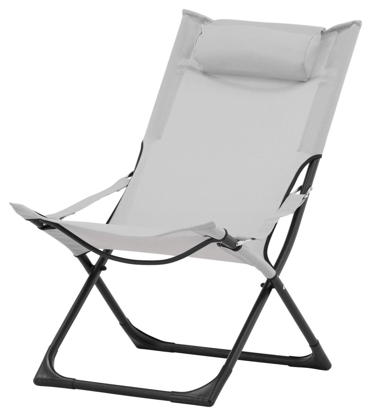 STRANDSESSEL 63/89/84 cm  - Schwarz/Grau, KONVENTIONELL, Textil/Metall (63/89/84cm) - Gardenson
