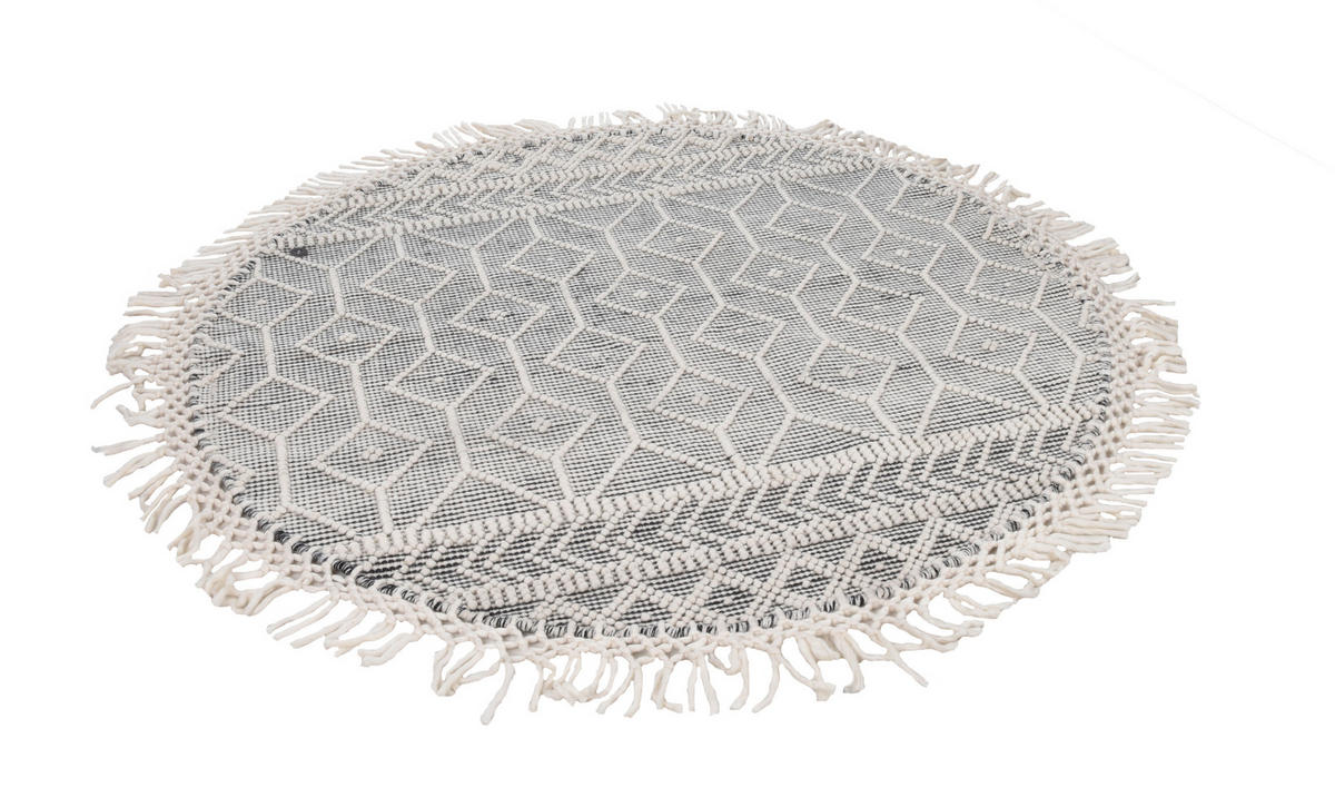 HANDWEBTEPPICH 140/140 cm Colored Macrame two Creme, Grau  - Creme/Grau, KONVENTIONELL, Textil (140/140cm) - Tom Tailor