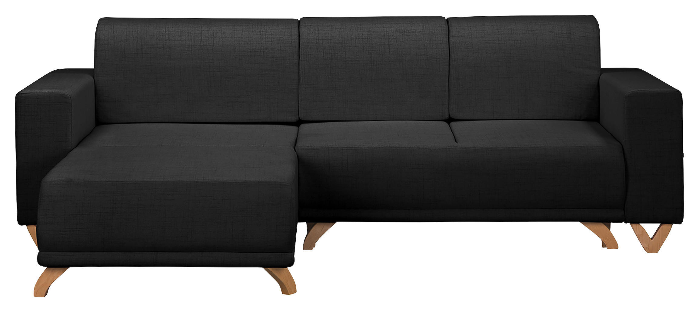ECKSOFA Bella Schwarz Textilgeflecht  - Wengefarben/Schwarz, Design, Holz/Textil (257/174cm) - Livetastic